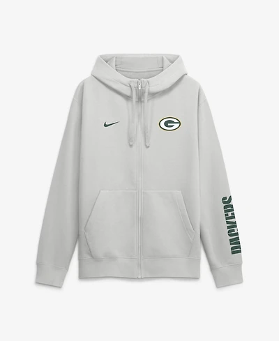 Nike Men's Gray Green Bay Packers Cool Down Club Full-Zip Hoodie