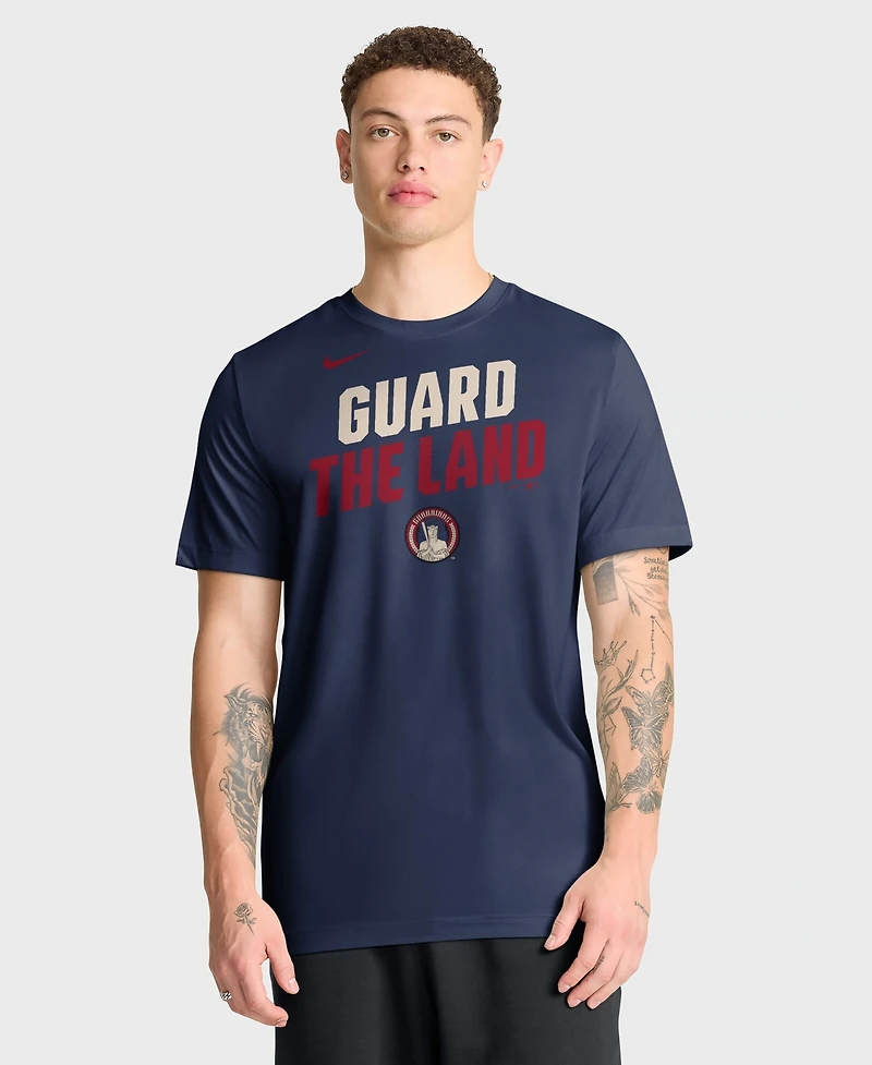 Nike Men's Navy Cleveland Guardians City Connect Team Phrase Script Dri-fit T-Shirt