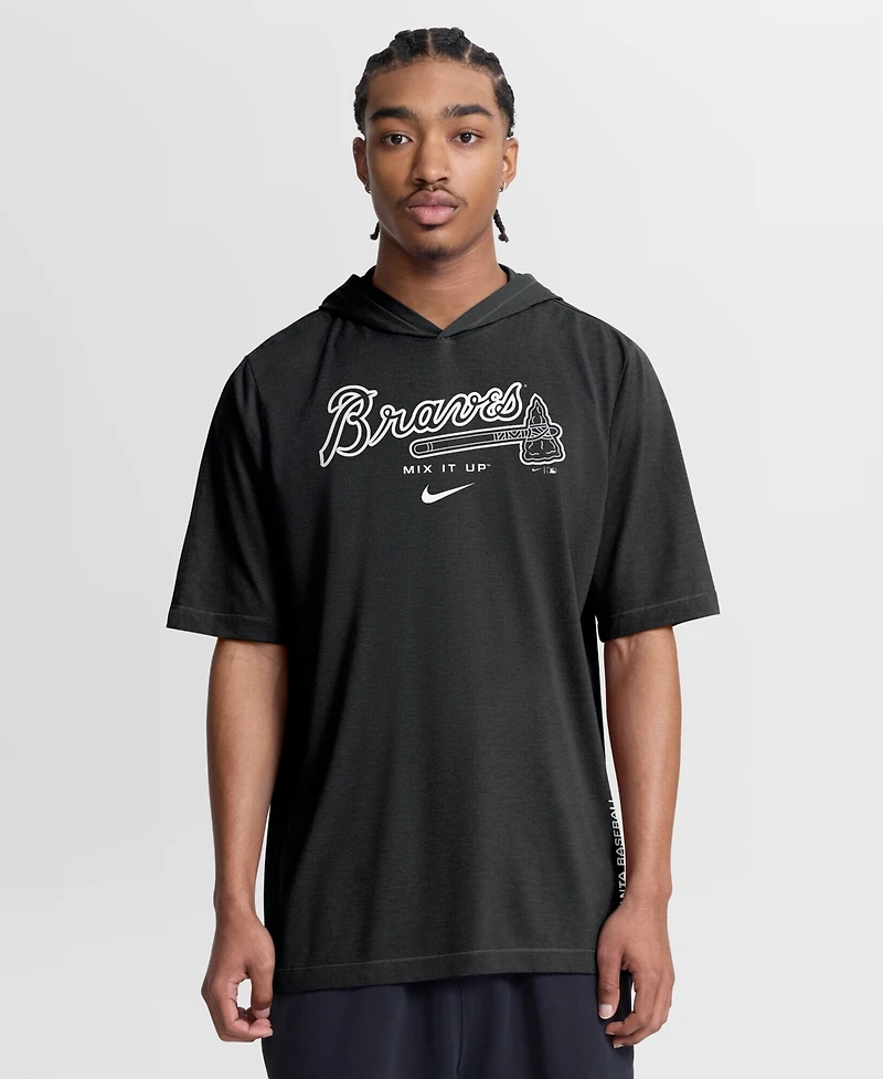 Nike Men's Black Atlanta Braves Arched Wordmark Tri-Blend Hooded T-Shirt