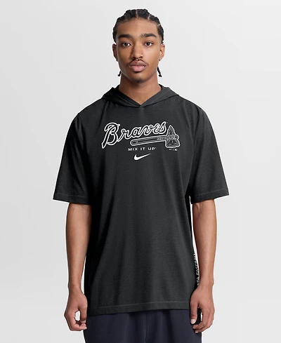 Nike Men's Black Atlanta Braves Arched Wordmark Tri-Blend Hooded T-Shirt