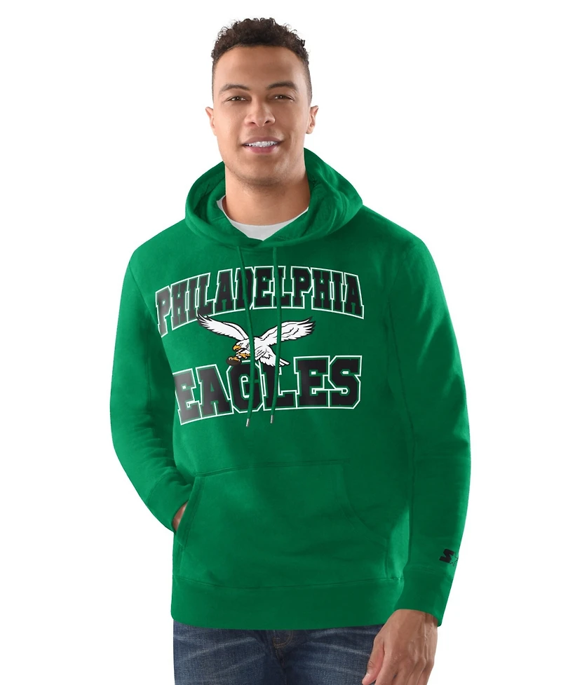 Starter Men's Green Philadelphia Eagles Hoodie and Cuffed Knit Hat Combo Pack