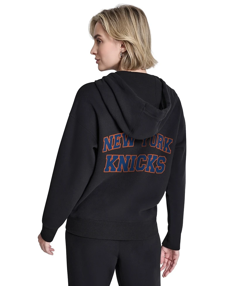 Dkny Women's New York Knicks Metallic Bubble Logo Full-Zip Hoodie