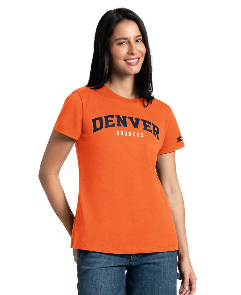Starter Women's Denver Broncos Screen Print Graphics Crewneck, 2-Pack T-Shirts