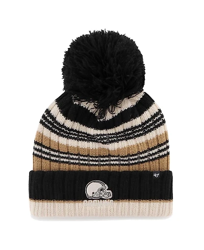 '47 Brand Women's Natural Cleveland Browns Barista Cuffed Knit Pom Hat