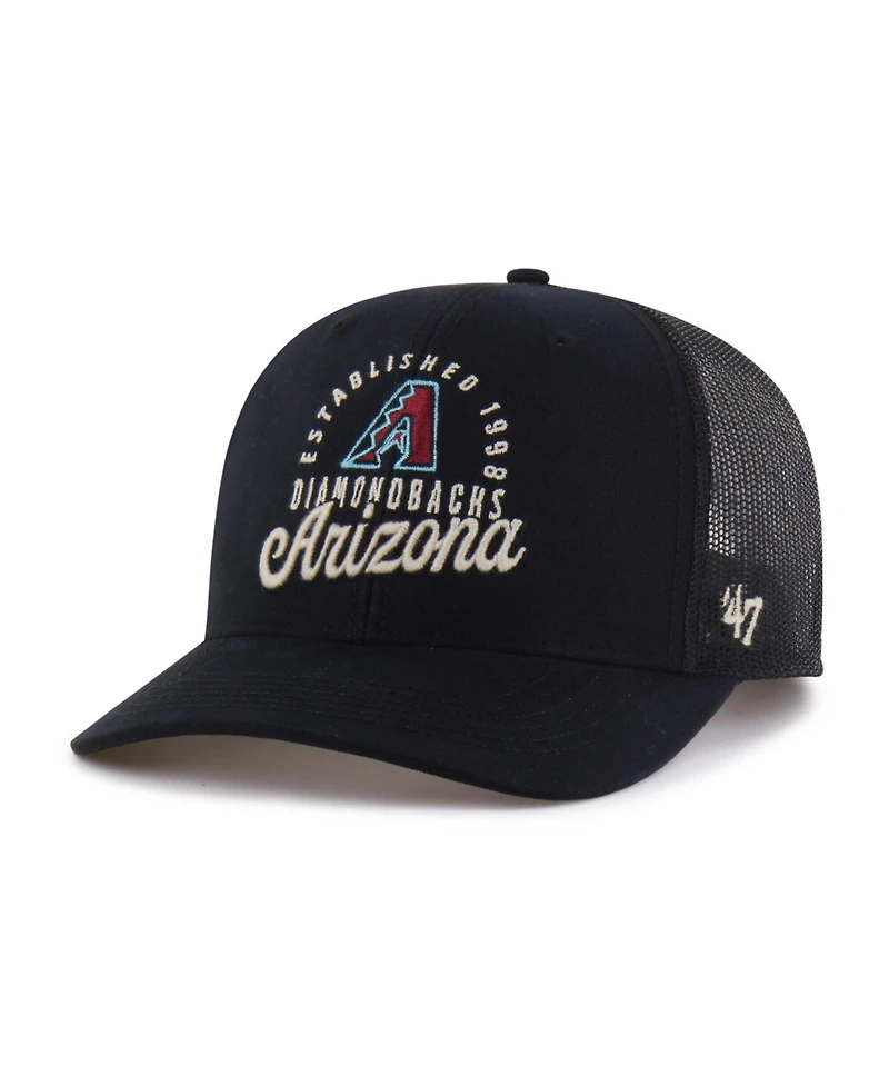 47 Brand Men's Black Arizona Diamondbacks Pitstop Trucker Adjustable Hat
