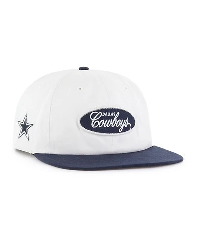 47 Brand Men's White/Navy Dallas Cowboys Foundational Captain Snapback Hat