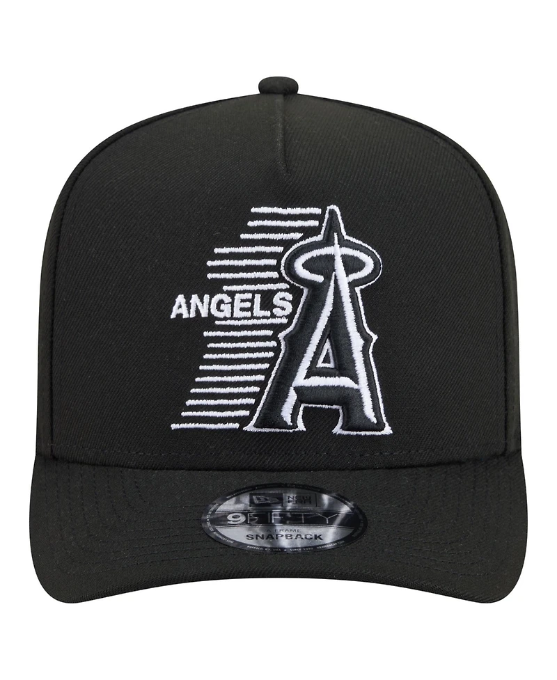 New Era Men's Black Los Angeles Angels Motion A-Frame 9FIFTY Snapback Hat