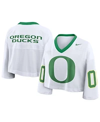 Nike Women's White Oregon Ducks Oversized Logo Cropped Fashion Jersey