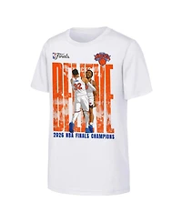 Outerstuff Big Boys and Girls Og Anunoby Karl-Anthony Towns White New York Knicks 2026 Nba Finals Champions Believe T-Shirt
