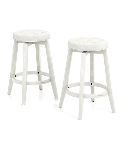 Gouun Set of 2 Upholstered Counter-Height Swivel Bar Stools