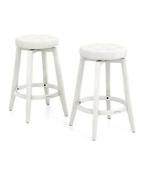 Gouun Set of 2 Upholstered Counter-Height Swivel Bar Stools
