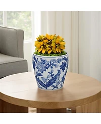 Yobtop Ceramic Planter Pot Set of 4 - Floral Pottery, Indoor and Outdoor Flower Pots, Varied Sizes for Diverse Plants, 4 Pieces