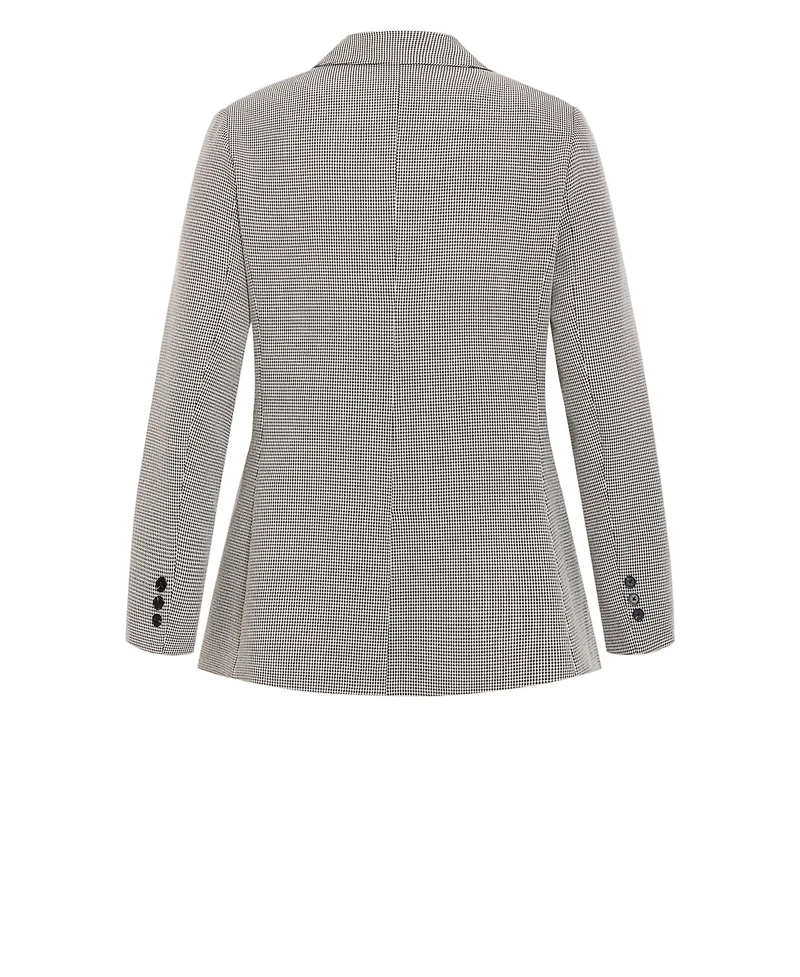 City Chic Plus Hailey Check Double-Breasted Houndstooth Blazer