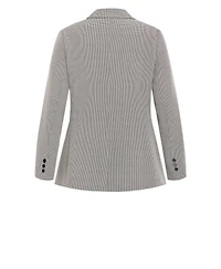 City Chic Plus Hailey Check Double-Breasted Houndstooth Blazer