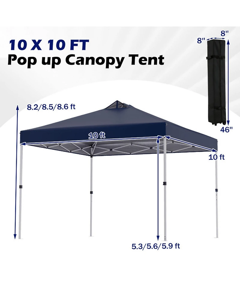 Gouun 10 x 10 ft Pop-Up Canopy Tent with Wheeled Storage Bag