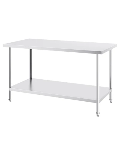 Hongge Extra Wide 30 x 60 in Stainless Steel Workstation Table Rated for 910 lbs with 3 Adjustable Height Levels