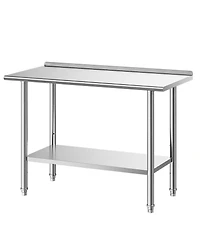 Hongge Commercial Grade Stainless Steel Food Prep Station 24 x 48 in with Backsplash and Adjustable Undershelf