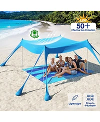 Aofar Beach Tent Shade Sun Shelter Sandbags Poles 10 X 10 Feet