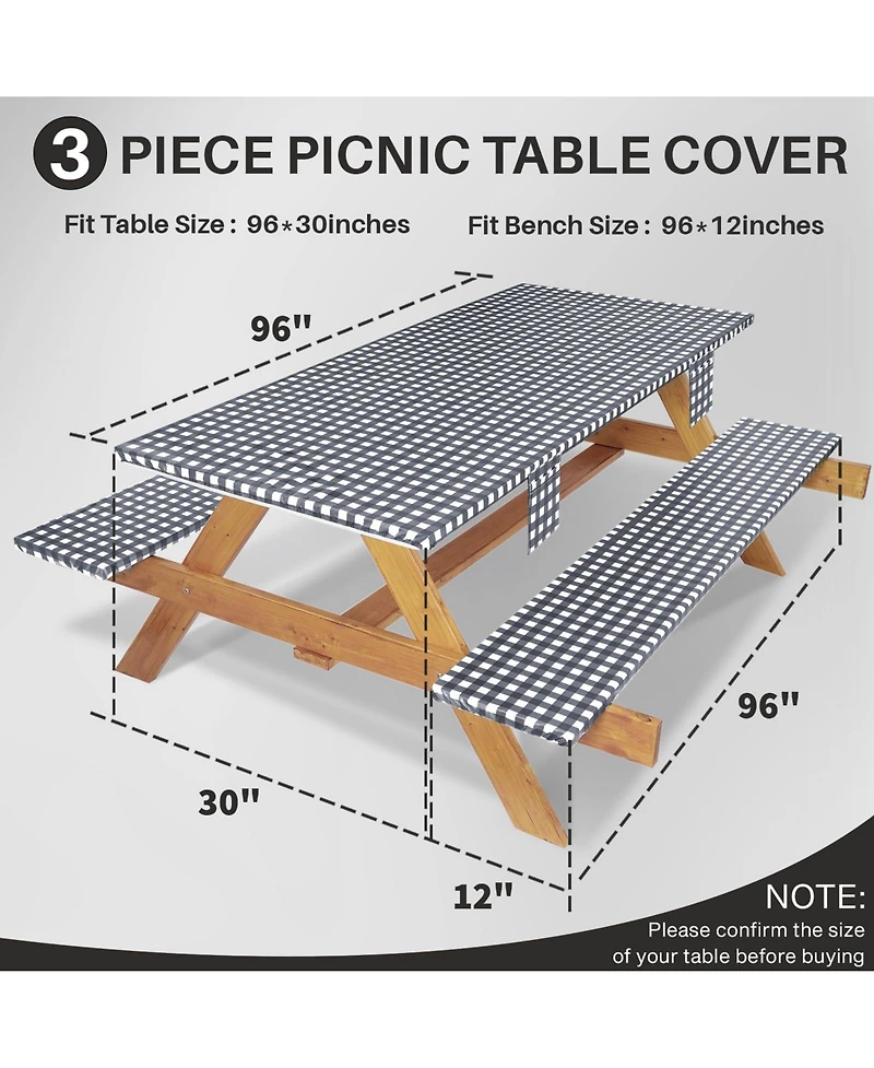 Piscifun Waterproof Fitted Picnic Table Cover With Bench Covers Elastic Camping Outdoor