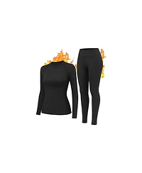 Piscifun Women's Base Layer Fleece-Lined 4-Way Stretch Top and Leggings Set