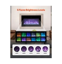Slickblue 1500W Recessed Wall Electric Fireplace with Touch Control, Remote and Timer