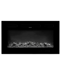Slickblue Electric Fireplace Wall Mounted 1500W with Adjustable Flame, Remote and Overheat Protection