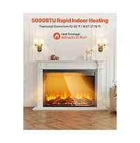 Slickblue Electric Fireplace Insert with Adjustable Flame Remote Timer 5000 Btu Wall Mounted