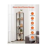 Slickblue Tall 5 Tier Corner Bookcase with Led Lights, Display Storage Shelf for Collectibles and Decor