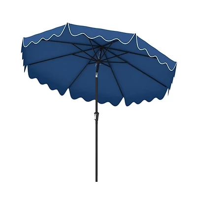 Gouun 9 feet Patio Umbrella with Push Button Tilt, Crank Handle and Ruffled Edge
