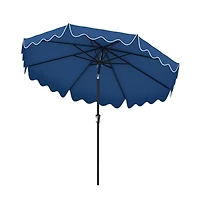 Gouun 9 feet Patio Umbrella with Push Button Tilt, Crank Handle and Ruffled Edge