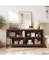 Gouun Wooden X-Shaped Metal Frame Tv Stand