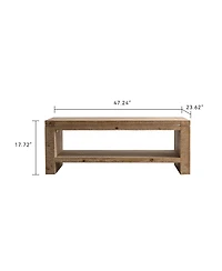 Clihome 47.24" Rustic 2-Tier Rectangle Coffee Table - Solid Wood and Mdf Farmhouse Coffee Table