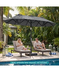 Gouun 10 ft Double-Sided Rectangular Patio Umbrella with Push-Button Tilt