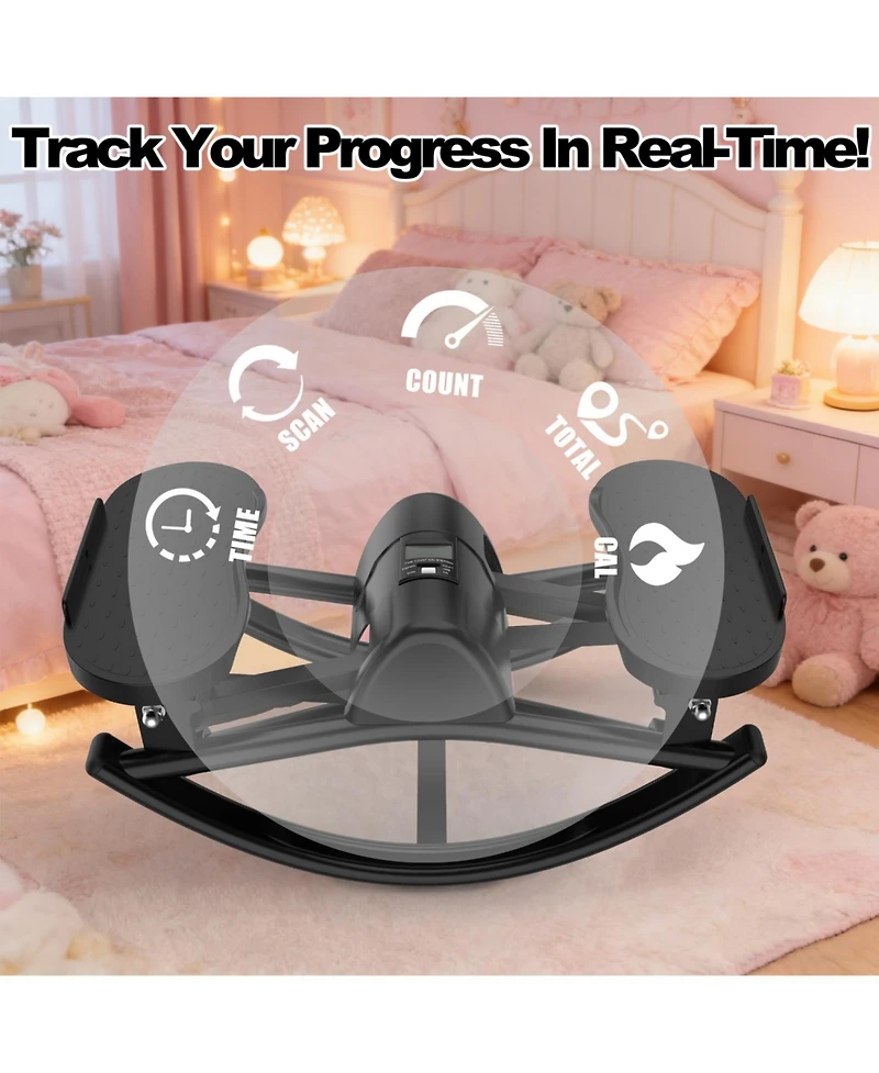 ECHTPeak Lateral Rocking Fitness Stepper, with Resistance Bands and Anti-Slip Mat and Lcd Monitor, Aerobic Workout Machine Fitness Equipment