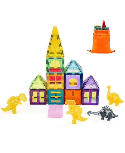 Hongge Dinosaur Magnetic Tiles 56-Piece Building Set, Ages 3+