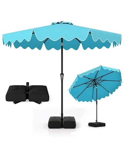 Gouun 9-Foot Patio Umbrella with Weighted Base and Sandbags