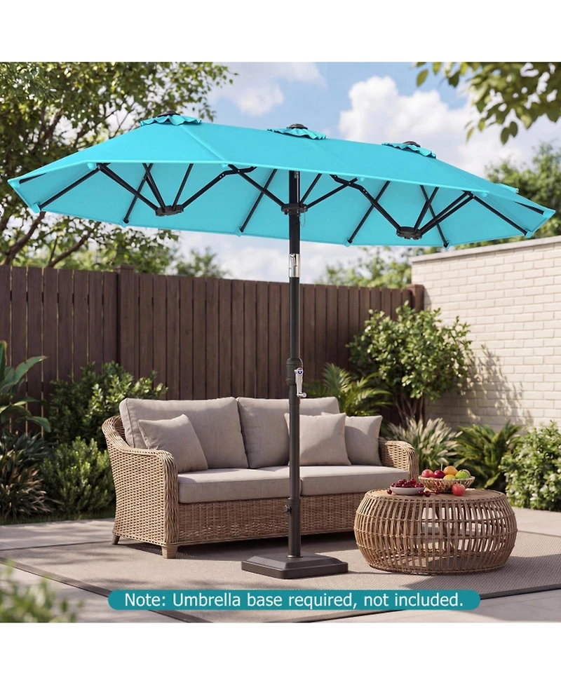 Gouun 10 feet Double-Sided Rectangular Patio Umbrella with Push-Button Tilt
