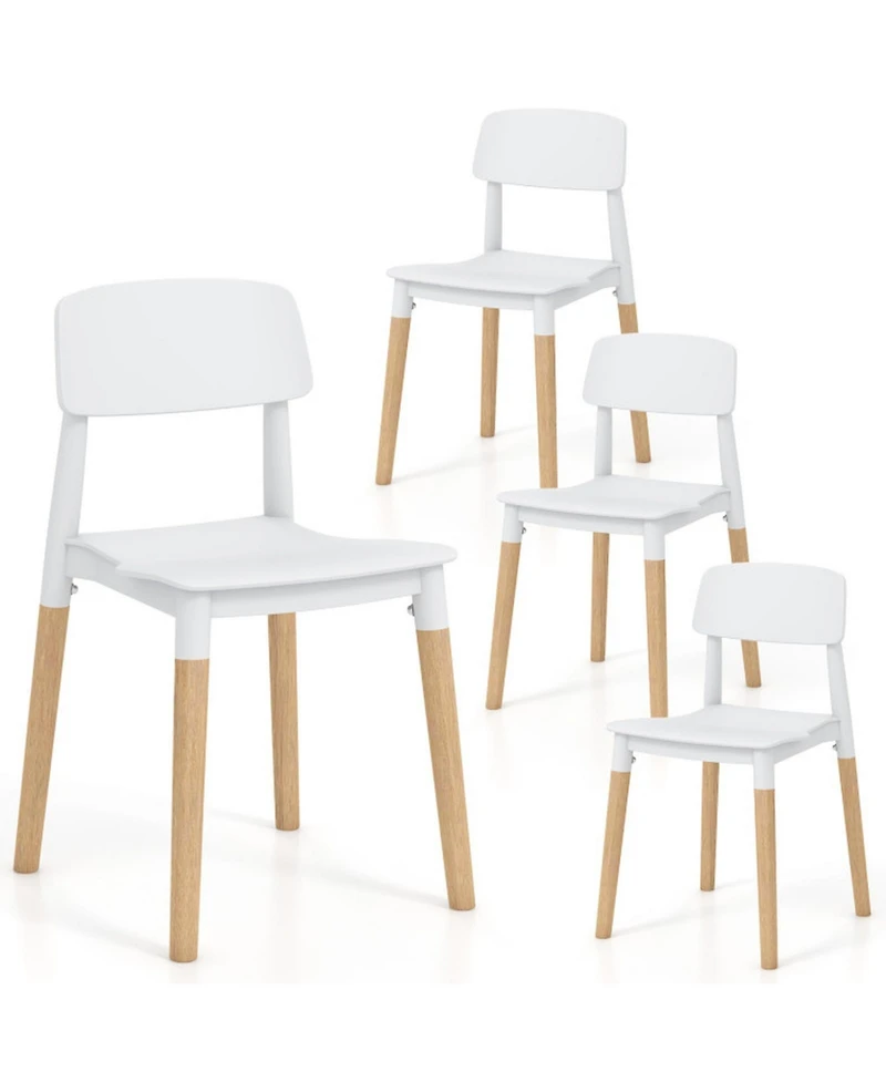 Gouun Set of 4 Modern Dining Side Chairs with Beech Wood Legs