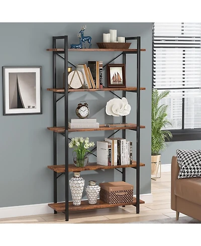 Tribesigns 5-Tier Industrial Bookshelf with Metal Frame