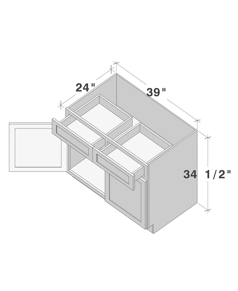 Boyel Living 39" Wide Standard Base Cabinet, Ready to Assemble Kitchen Cabinet with Solid Wood Frame, Soft-Close Slides and Hinges
