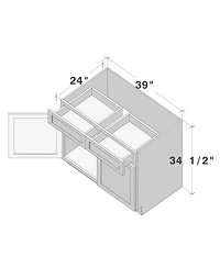 Boyel Living 39" Wide Standard Base Cabinet, Ready to Assemble Kitchen Cabinet with Solid Wood Frame, Soft-Close Slides and Hinges