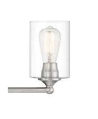 360 Lighting Billings Modern Wall Light Brushed Nickel Hardwired 24" 3-Light Fixture Clear Glass Cylinder Shades for Bedroom Bathroom House