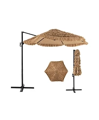 Gouun 9.5-Foot Cantilever Tiki Umbrella with Tropical Thatch Top