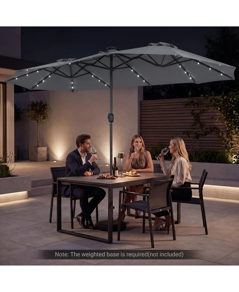 Gouun 13 feet Double-Sided Rectangular Market Umbrella with 36 Led Lights