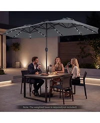 Gouun 13 feet Double-Sided Rectangular Market Umbrella with 36 Led Lights