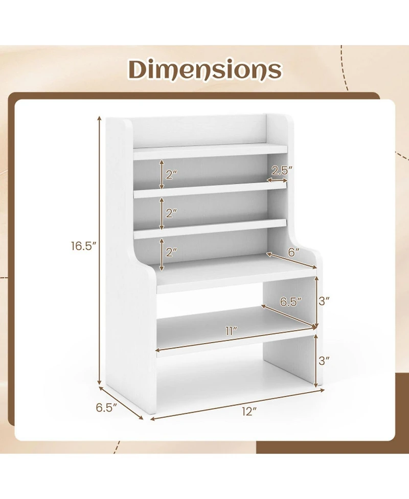 Sugift 6-Tier Desktop Organizer Mini Storage Rack with 2 Removable Shelves