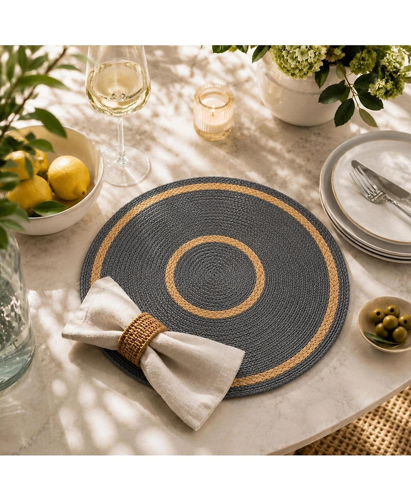 Dainty Home Phoenix Jute and Polypropylene Placemats Set of 6 - Durable Table Mats