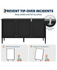 homfan 59 Inch Wooden Sideboard Buffet Cabinet 4 Doors, Adjustable Shelves, Spacious Storage Coffee Bar Credenza