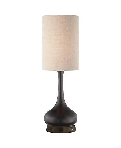 360 Lighting Modern Table Lamp with Usb and Ac Power Outlet Workstation Charging Base 24.5" High Droplet Living Room Desk Office