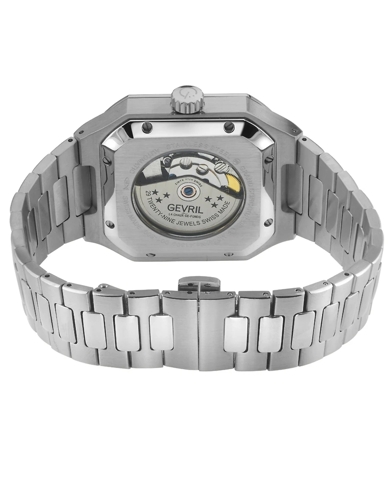 Gevril Men's Swiss Made Grand Concourse Swiss Automatic Silver Stainless Steel Bracelet Watch